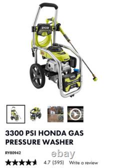 Ryobi Cold Water Gas Pressure Washer 3300PSI 2.3GPM Honda GCV190 Engine