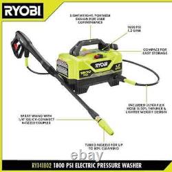 Ryobi Corded Water High Pressure Washer 1800 PSI 1.2 GPM Spray Power Nozzle Hose