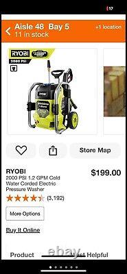 Ryobi RY142022VNM 2000 PSI Cold Water Pressure Washer