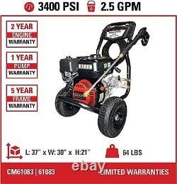 SIMPSON Cleaning CM61083 Clean Machine 3400 PSI Gas Pressure Washer, 2.5 GPM