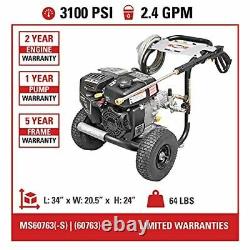 SIMPSON Cleaning MS60763-S MegaShot 3100 PSI Gas Pressure Washer, 2.4 GPM, Kohle