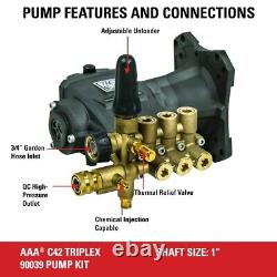 Simpson 90034 Pressure Washer Pump 11.6ga13 Aaa Triplex 4gpm 4200 Psi, 1 Shaft