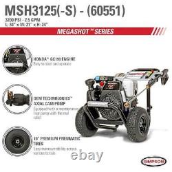 Simpson MegaShot 3,100 PSI 2.5 GPM Gas Pressure Washer Powered by Honda, 60551