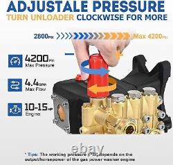 TOOLCY 4200 PSI Triplex Pressure Washer Pump 1 Shaft Horizontal Plunger 4.4 GPM