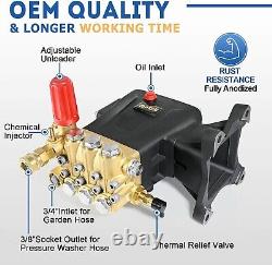 TOOLCY 4200 PSI Triplex Pressure Washer Pump 1 Shaft Horizontal Plunger 4.4 GPM