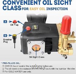 TOOLCY 4200 PSI Triplex Pressure Washer Pump 1 Shaft Horizontal Plunger 4.4 GPM