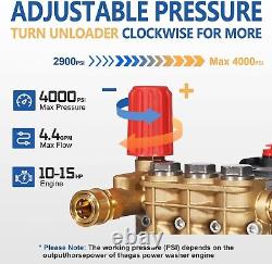 TOOLCY Pressure Washer Pump 4000 PSI 1 Shaft Horizontal Triplex Plunger 4.4 GPM