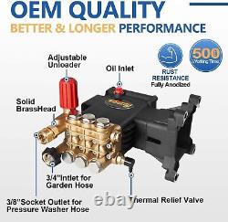 TOOLCY Pressure Washer Pump 4000 PSI 1 Shaft Horizontal Triplex Plunger 4.4 GPM