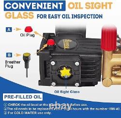 TOOLCY Pressure Washer Pump 4000 PSI 1 Shaft Horizontal Triplex Plunger 4.4 GPM