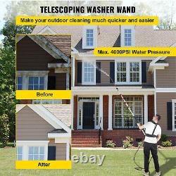 VEVOR 20ft 4000PSI Pressure Washer Wand Telescoping with Belt Spray Wand 5-Nozzle