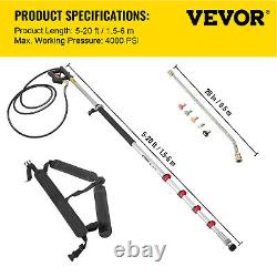 VEVOR 20ft 4000PSI Pressure Washer Wand Telescoping with Belt Spray Wand 5-Nozzle