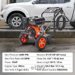 VEVOR 4400 PSI 4.0 GPM Cold Water Gas Powered Pressure Washer 390cc 5 Nozzles