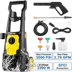 VEVOR Electric Pressure Washer, 2000 PSI, Max. 1.76 GPM Power Washer with30 ft Hose