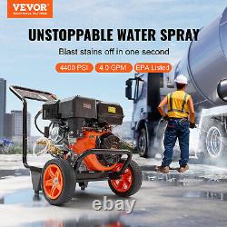 VEVOR Gas Pressure Washer Gas Powered Washer Tool 4400 PSI 4.0GPM 390cc 5 Nozzle