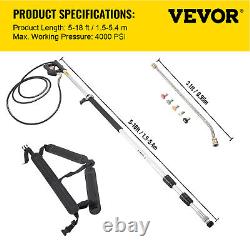 VEVOR Pressure Washer Wand Telescoping 18ft 4000psi With Belt 3/8 Quick Connector