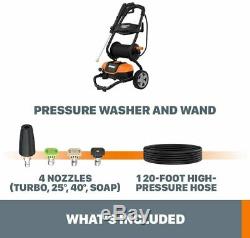 WORX WG604 1600 Max PSI 13A Pressure Washer with Rolling Cart, Black and Orange