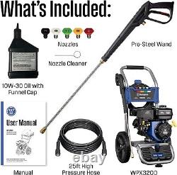 WPX3400 Gas Pressure Washer, 3400 PSI and 2.6 Max GPM, Onboard Soap Tank, Spray