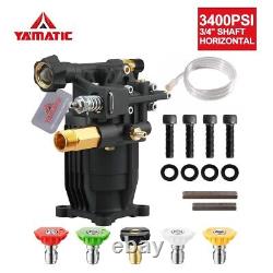 YAMATIC 3/4 Shaft Horizontal Pressure Washer Pump Water Pump 3300 PSI 2.5 GPM