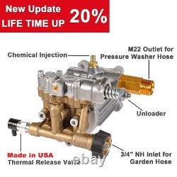 YAMATIC Axial Pressure Washer Pump 3/4 Shaft Horizontal 3300 PSI 2.5 GPM Brass