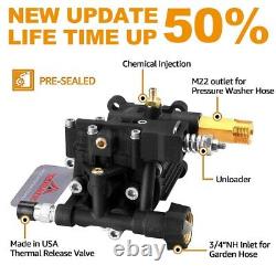 YAMATIC Pressure Washer Pump 3/4 Shaft Horizontal 3400 PSI 2.5 GPM Replace Pump